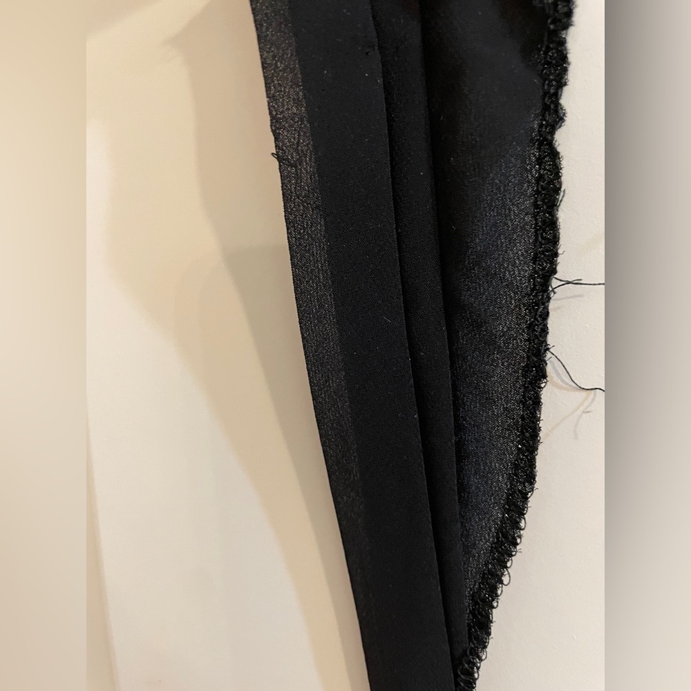 David’s Bridal V-Neck Black Halter Maxi dress with pleated and ruffle detail. - Picture 10 of 12